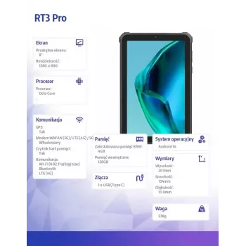 Planšetdators OukiTel RT3 Pro 4G 10.1 collu Octa-Core 4GB RAM 128GB Android