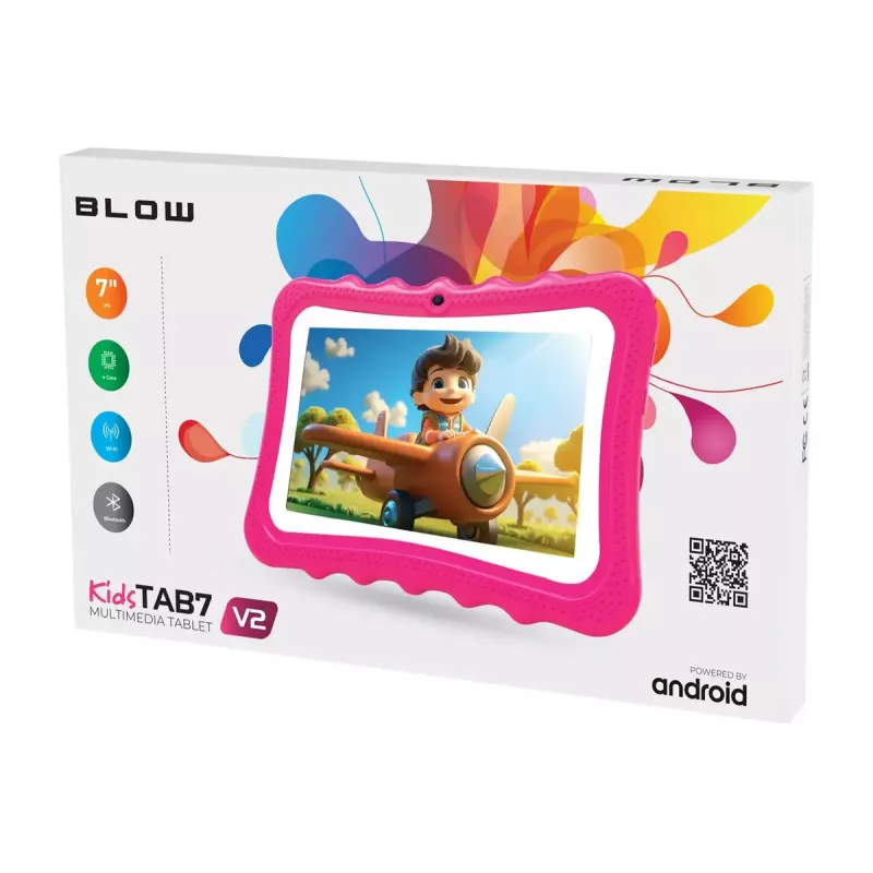 BLOW KidsTAB7 V2 7 collu IPS HD planšetdators, Android 14, Allwinner A133 1.5GHz, 4GB RAM, 32GB, Rozā