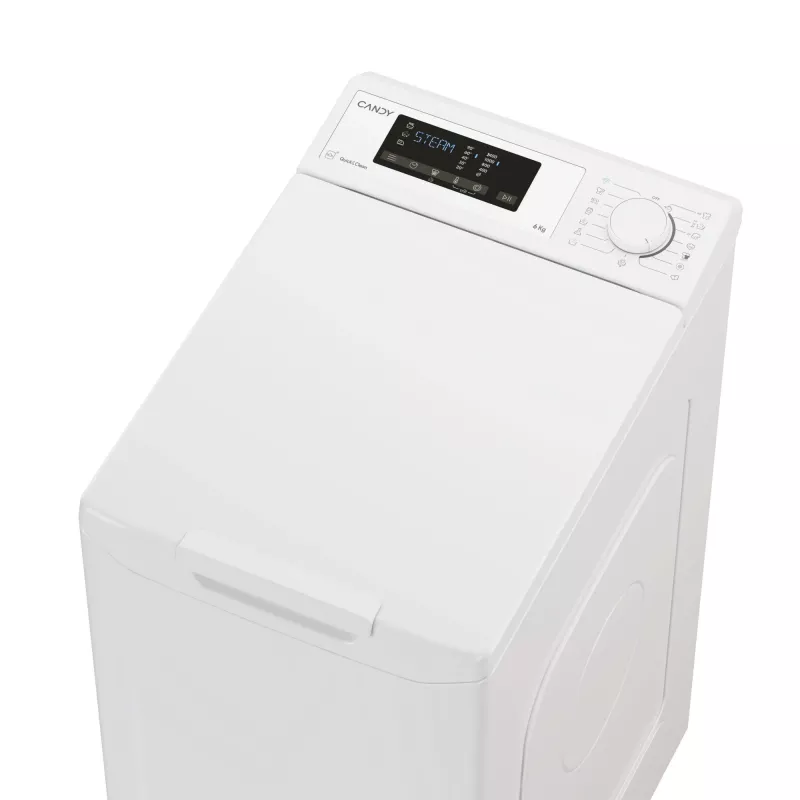 Veļas mazgājamā mašīna Candy TCAS265D3-S, augšējā ielāde, 6 kg, 1200 apgr./min, balta