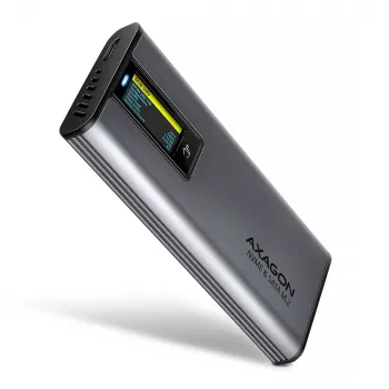 Axagon EEM2-SD2 USB-C 10Gbps ārējais M.2 NVMe un SATA SSD disks ar displeju