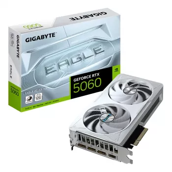 GIGABYTE GeForce RTX 5060 EAGLE OC ICE 8G videokarte - 8GB GDDR7, 128 bit, PCI-E 5.0, 2550 MHz kodola frekvence, 3 x DisplayPort, 1 x HDMI, GV-N5060EAGLEOC ICE-8GD