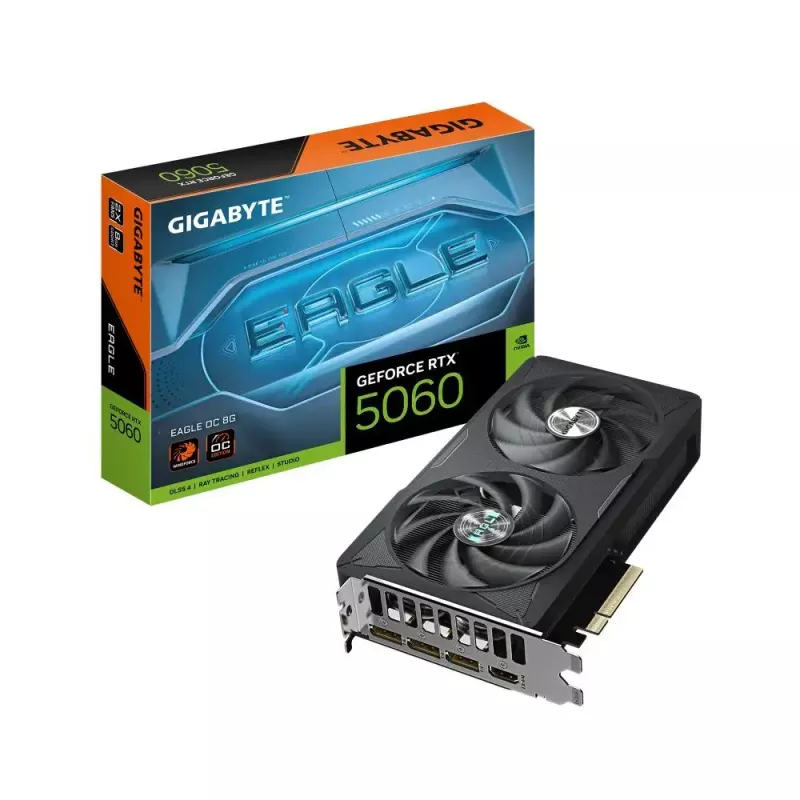 Grafikas karte GIGABYTE GeForce RTX 5060 8GB GDDR7, PCIe 5.0, 128-bit, 3840 CUDA, 2-slot, WINDFORCE 2X