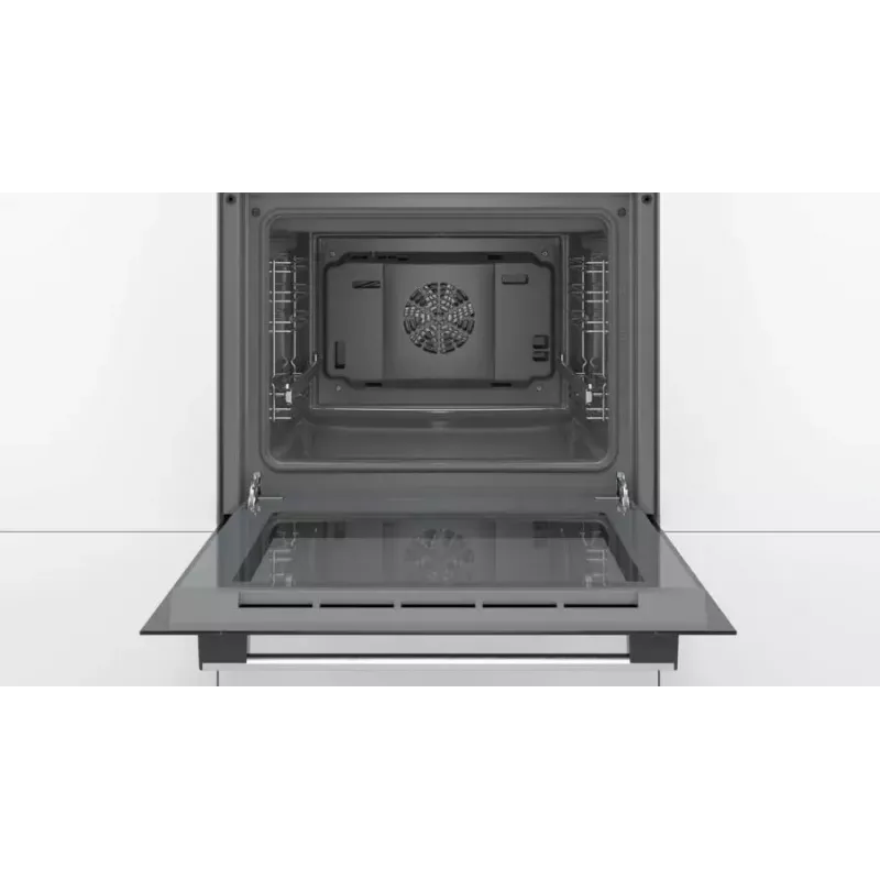 Iebūvējamā elektriskā cepeškrāsns Bosch Serie 2 HBF114ES0 — 66 L, nerūsējošais tērauds, skārienvadība + rotācijas vadība, 7 programmas, grils, konvekcija, 50–275 °C