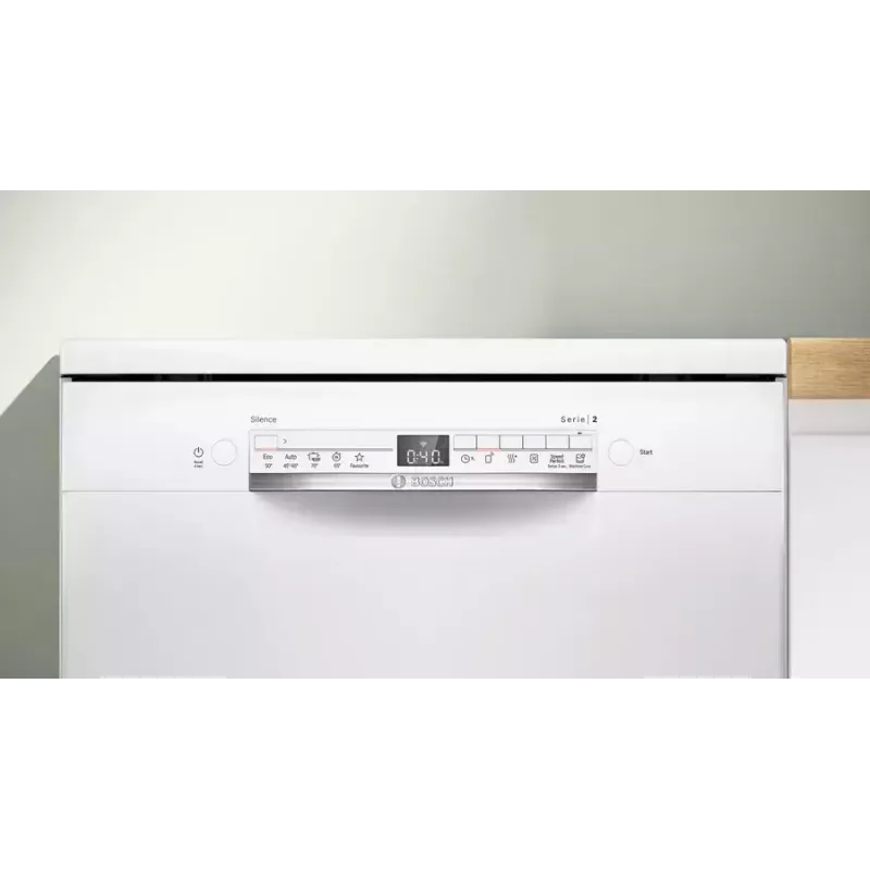 Brīvi stāvoša trauku mazgājamā mašīna Bosch Serie 2 SMS2ITW09E — 13 komplekti, 46 dB, 60 cm, siltummaiņa žāvēšana