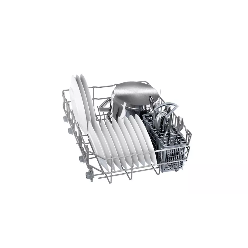 Brīvi stāvoša trauku mazgājamā mašīna Bosch SPS40E22EU, šaurā 45 cm, 9 trauku komplekti, 5 programmas, 48 dB, Balta