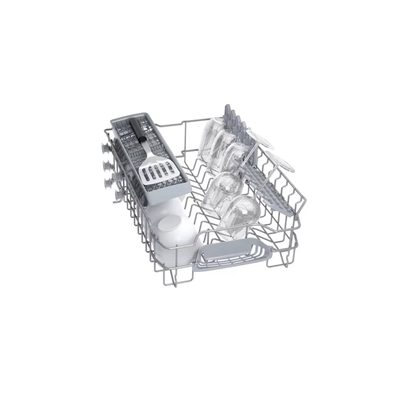 Brīvi stāvoša trauku mazgājamā mašīna Bosch SPS40E22EU, šaurā 45 cm, 9 trauku komplekti, 5 programmas, 48 dB, Balta