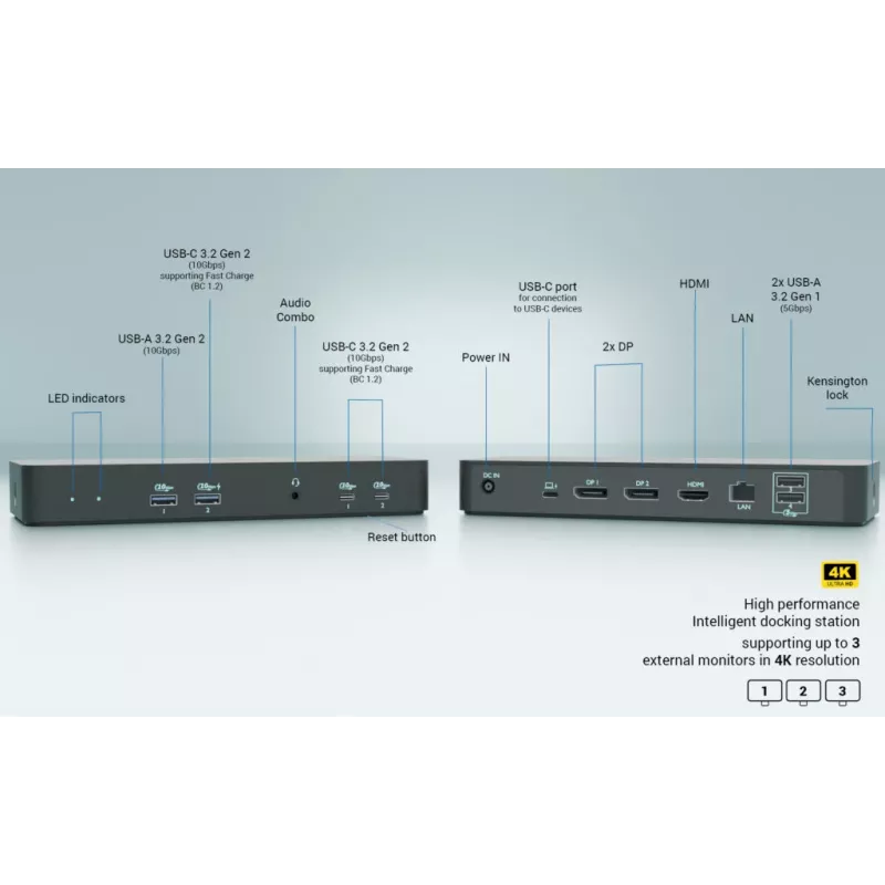 i-tec USB-C Inteliģentā Triple Display Docking stacija + 100 W barošana