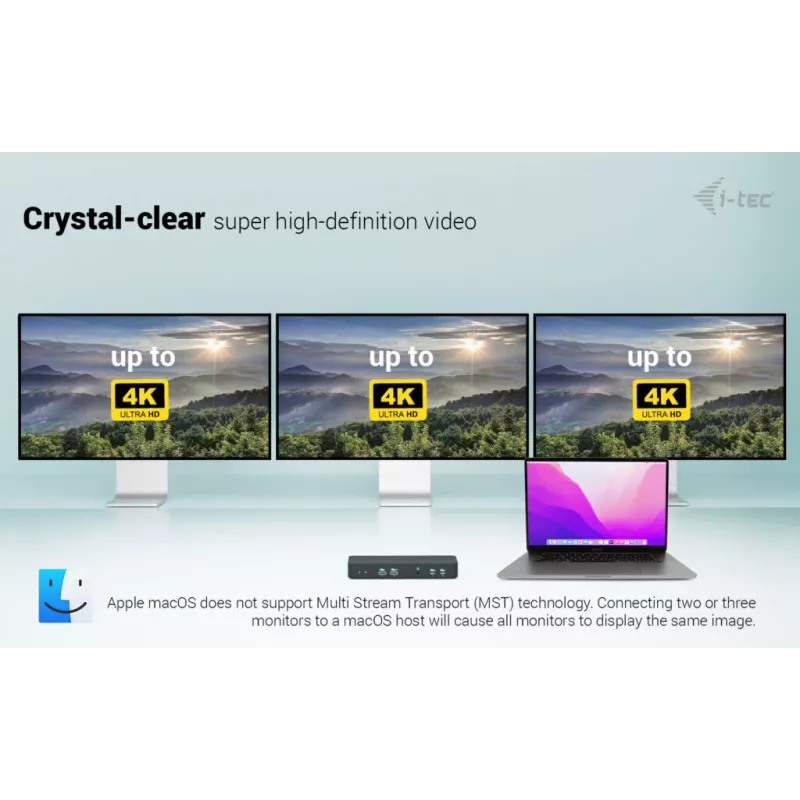 i-tec USB-C Inteliģentā Triple Display Docking stacija + 100 W barošana