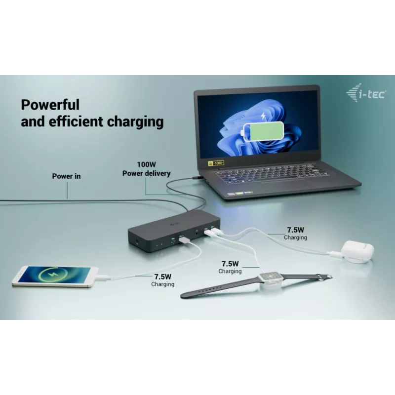 i-tec USB-C Inteliģentā Triple Display Docking stacija + 100 W barošana