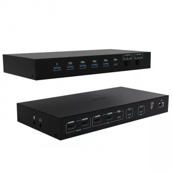 ITEC i-tec USB-C KVM Dock PRO trīs ierīcēm, divi video, 2x Power Delivery (līdz 92W), USB 3.2, 10 Gbps, Gigabit Ethernet
