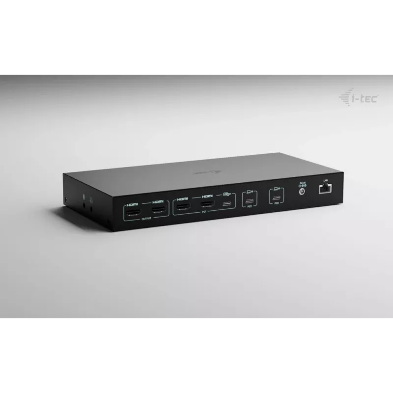 ITEC i-tec USB-C KVM Dock PRO trīs ierīcēm, divi video, 2x Power Delivery (līdz 92W), USB 3.2, 10 Gbps, Gigabit Ethernet