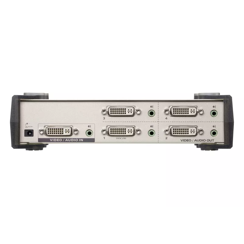 ATEN VS164 4-portu DVI audio/video sadalītājs, DVI, 4x DVI-I, 1920 x 1200 pikseļi, Melns, Sudrabs, Metāls, Full HD