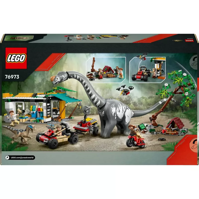 LEGO Jurassic World komplekts 76973 — Raptors un Titanosaurus ar 3 figūrām, 582 gabali, vecumam 7+