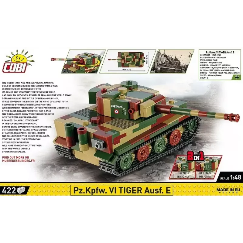 Cobi Pz.Kpfw. VI Tiger Ausf. E konstruktors, 1:48, 422 daļas