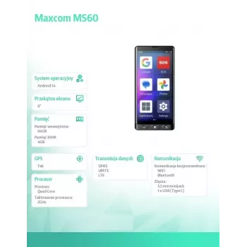 Viedtālrunis MAXCOM MS601 4G 6.0 collu 32GB Melns