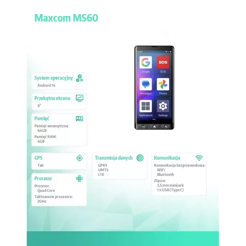 Viedtālrunis MAXCOM MS601 4G 6.0 collu 32GB Melns