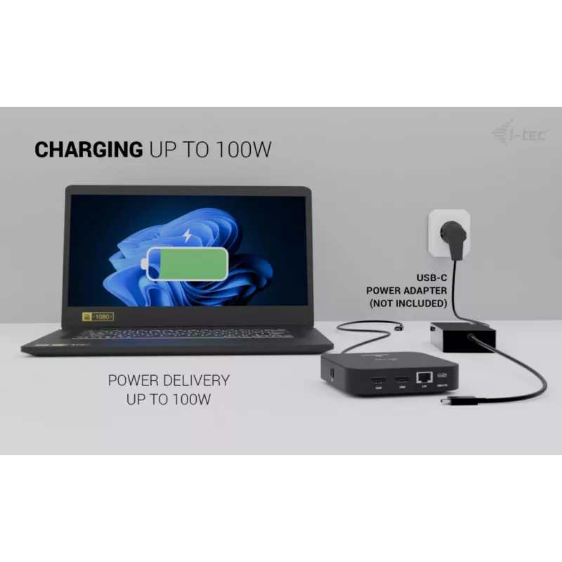 Docking stacija ITEC USB-C Dual HDMI C31DUALHDMIDOCKPD — Divi 4K 60Hz, 100W Power Delivery