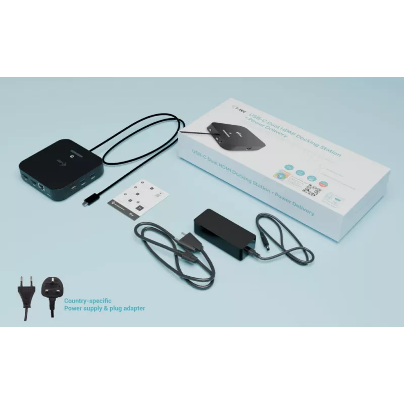 i-tec USB-C Dual HDMI adapteris C31DUALHDMIDPD100 – divi HDMI 4K@60Hz, USB-C Power Delivery 100 W