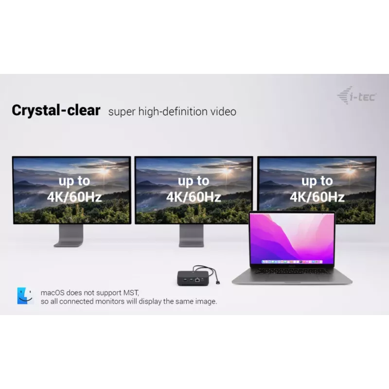 i-tec USB-C DP Dual HDMI dokstacija, 100 W Power Delivery