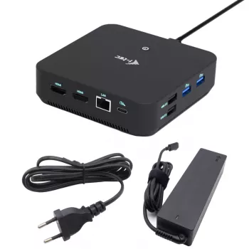 i-tec USB-C DP Dual HDMI Docking Station ar Power Delivery 100 W un Universāls Lādētājs 100W