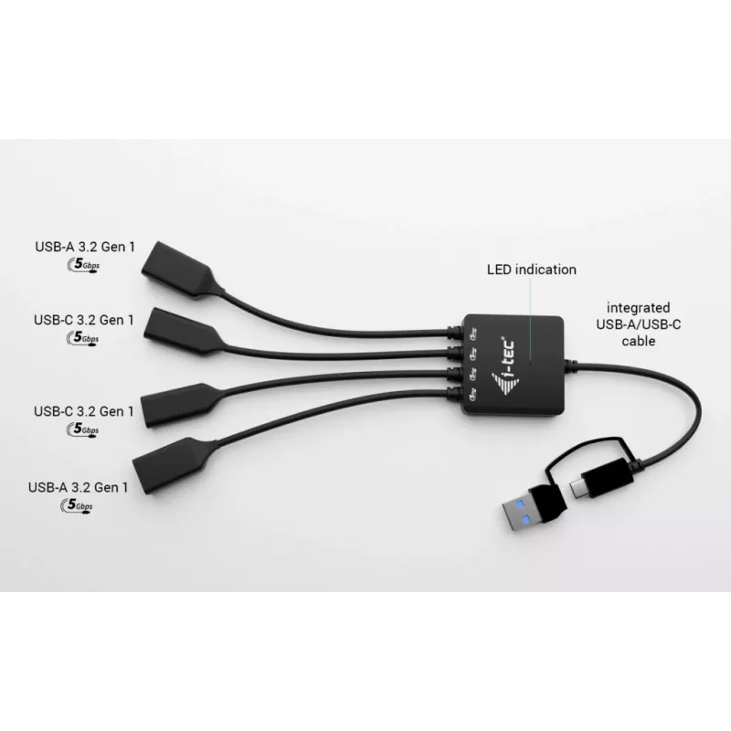i-tec USB-C/USB-A kabeļa HUB 4 porti (2x USB-C, 2x USB-A)