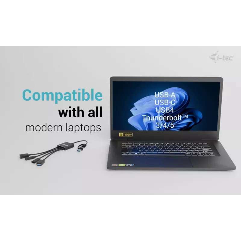 i-tec USB-C/USB-A kabeļa HUB 4 porti (2x USB-C, 2x USB-A)