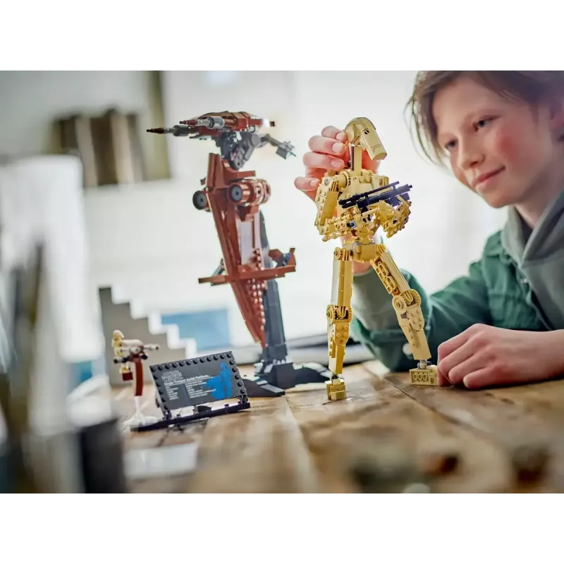 LEGO būvēšanas komplekts Star Wars Battle Droid ar STAP 75428 — 1088 gabali, 1 minifigūra, eksponēšanas izmērs 140×380×300 mm