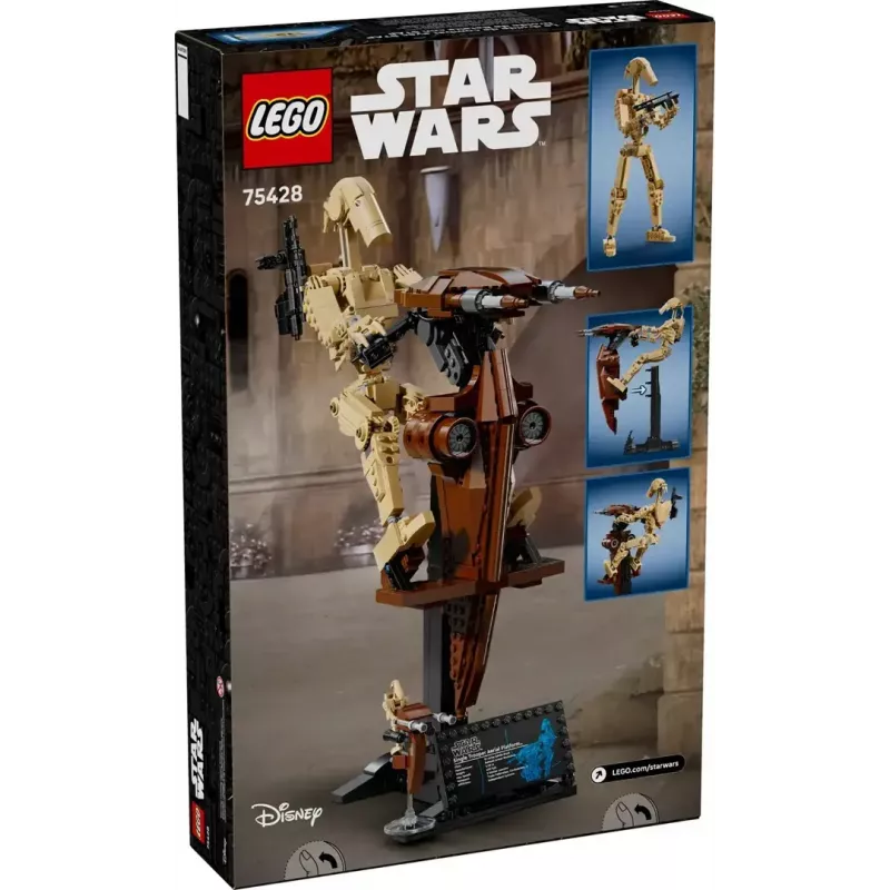 LEGO būvēšanas komplekts Star Wars Battle Droid ar STAP 75428 — 1088 gabali, 1 minifigūra, eksponēšanas izmērs 140×380×300 mm