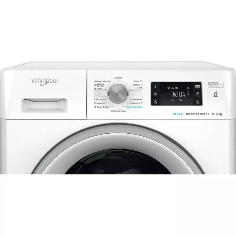 Veļas žāvētājs WHIRLPOOL FFWDB 864489 SV EE priekšējā ielāde 6 kg 1400 RPM balts