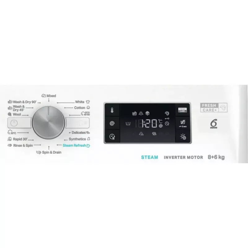 Veļas žāvētājs WHIRLPOOL FFWDB 864489 SV EE priekšējā ielāde 6 kg 1400 RPM balts