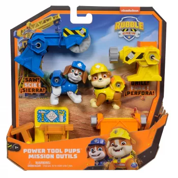 Figūru komplekts Usorteret Rubble & Wheeler Power Tool Pups ar 2 instrumentiem un 2 būvniecības aksesuāriem, vecumam 3+