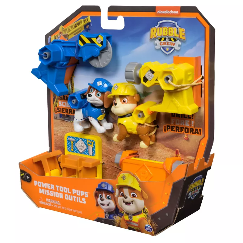 Figūru komplekts Usorteret Rubble & Wheeler Power Tool Pups ar 2 instrumentiem un 2 būvniecības aksesuāriem, vecumam 3+
