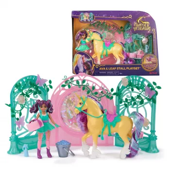 Unicorn Academy, Ava lelle un Leaf krāsu mainošais stallis, Lieldienu dāvanu ideja, 15 aksesuāri, lelles un vienradžu rotaļlietas meitenēm no 4 gadu vecuma