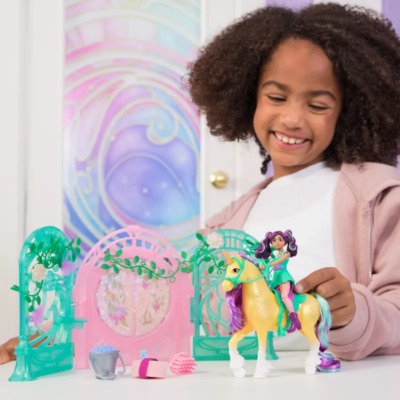 Unicorn Academy, Ava lelle un Leaf krāsu mainošais stallis, Lieldienu dāvanu ideja, 15 aksesuāri, lelles un vienradžu rotaļlietas meitenēm no 4 gadu vecuma