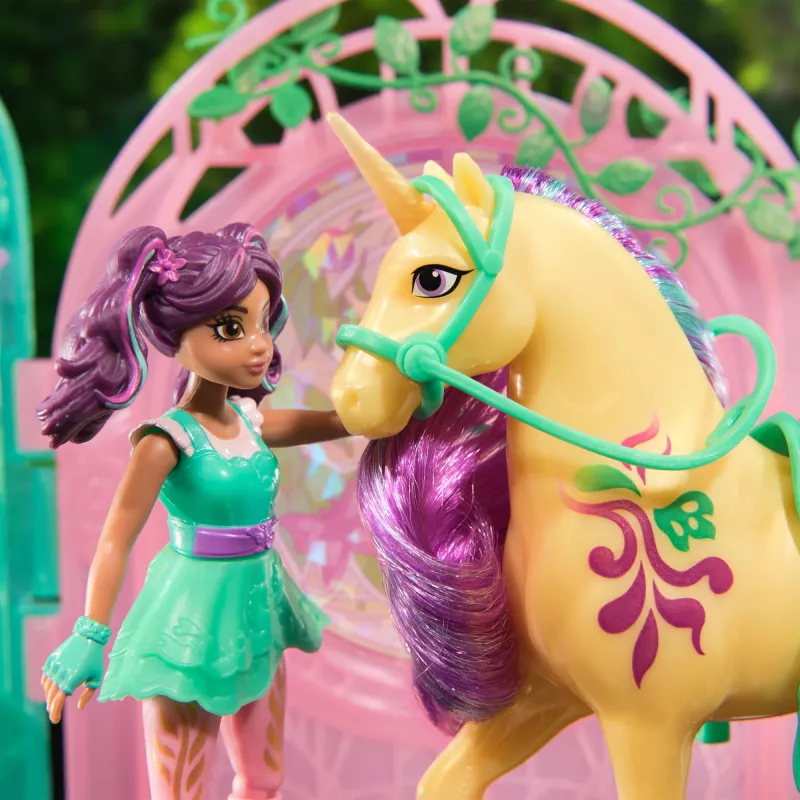 Unicorn Academy, Ava lelle un Leaf krāsu mainošais stallis, Lieldienu dāvanu ideja, 15 aksesuāri, lelles un vienradžu rotaļlietas meitenēm no 4 gadu vecuma