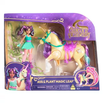 Unicorn Academy, Ava & Plant Magic Lapa ar Gaismas Efektu, 2 Jāšanas Piederumi, Leļļu un Vienradžu Rotaļlietas Meitenēm no 4 Gadiem
