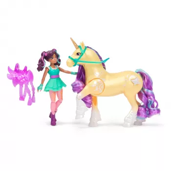 Unicorn Academy, Ava & Plant Magic Lapa ar Gaismas Efektu, 2 Jāšanas Piederumi, Leļļu un Vienradžu Rotaļlietas Meitenēm no 4 Gadiem