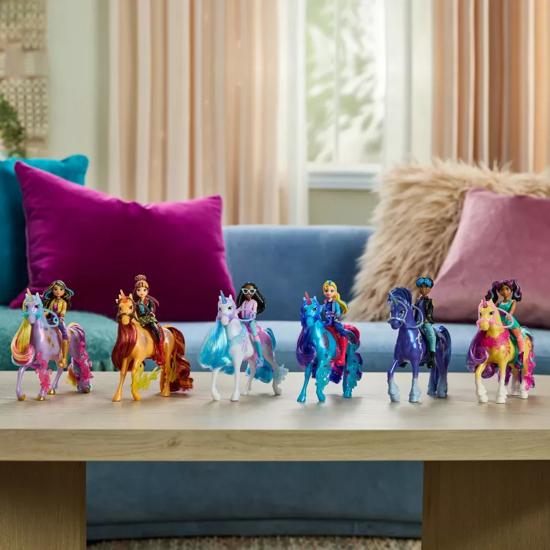 Unicorn Academy, Ava & Plant Magic Lapa ar Gaismas Efektu, 2 Jāšanas Piederumi, Leļļu un Vienradžu Rotaļlietas Meitenēm no 4 Gadiem