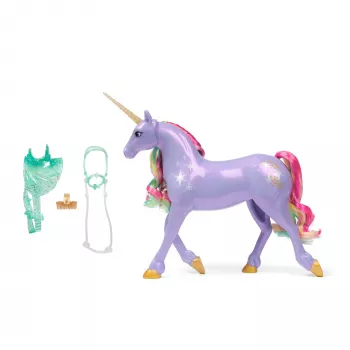 Spin Master Unicorn Academy Wildstar vienradža figūra 28 cm ar caurspīdīgiem segliem un iejūgu, daudzkrāsaina, plastmasa, vecumam no 4+