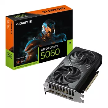 Grafikas karte GIGABYTE GeForce RTX 5060 8GB GDDR7, PCIe 5.0, 3840 CUDA, WINDFORCE 2X, 199×116×40 mm
