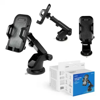 Savio CH-04 automašīnas tālruņa turētājs, stiprināms pie vējstikla/paneļa, melns
