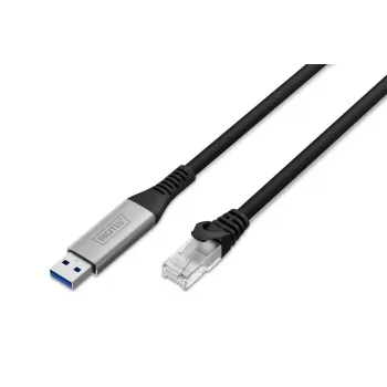 DIGITUS USB 3.2 Gen1 – RJ45 Ethernet kabelis CAT6a S/FTP Melns 3m