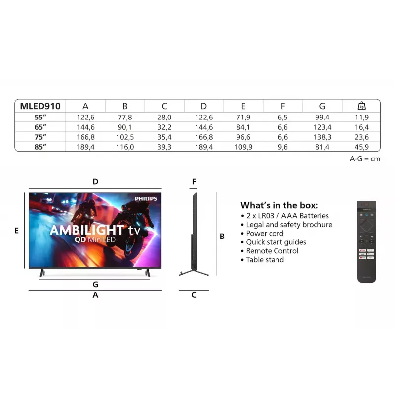 Televizors Philips 85MLED910/12 85 collu 4K Ultra HD QD-Mini LED 3840 x 2160