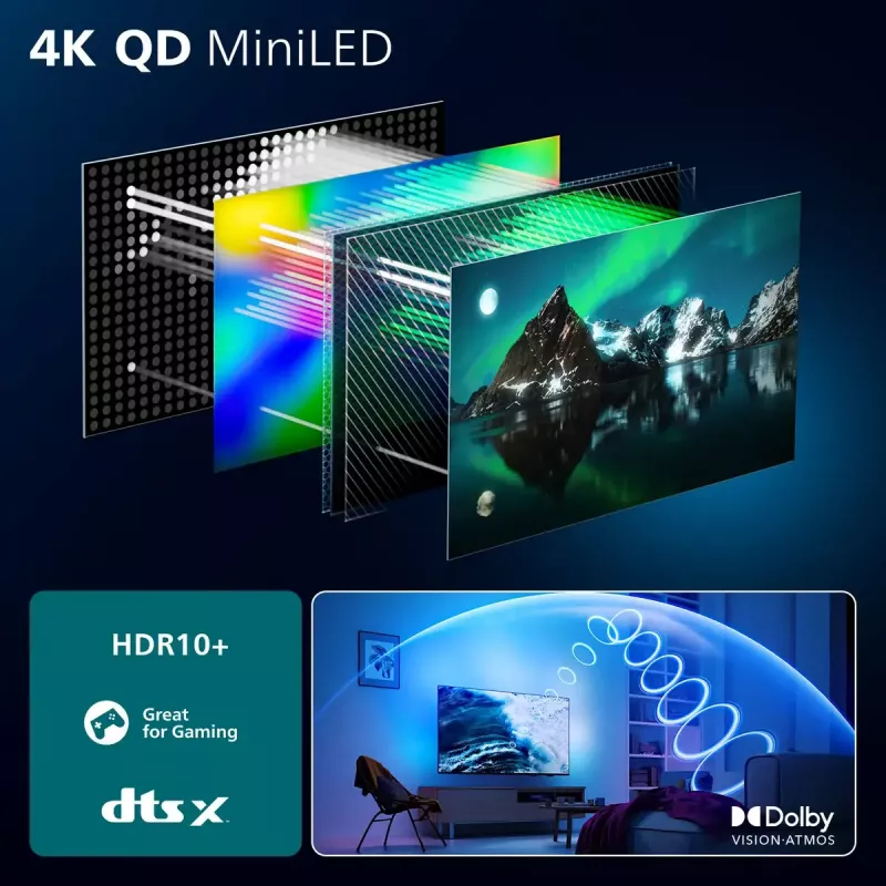 Televizors Philips 85MLED910/12 85 collu 4K Ultra HD QD-Mini LED 3840 x 2160