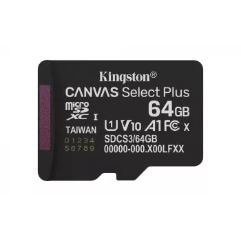 Kingston Technology 64GB microSDXC Canvas Select Plus Gen3 100R A1 bez adaptera