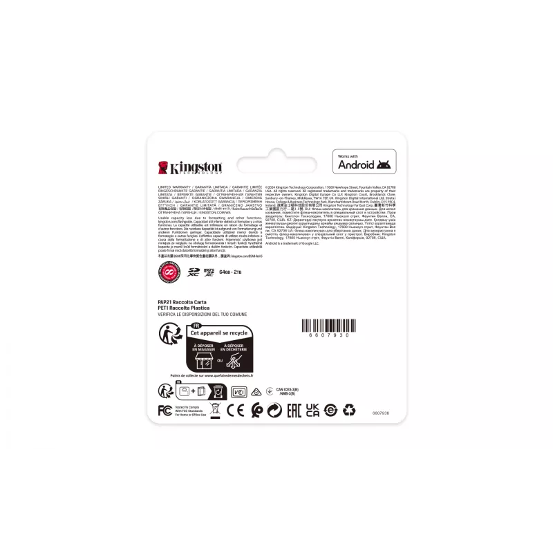 Kingston Technology 64GB microSDXC Canvas Select Plus Gen3 100R A1 bez adaptera