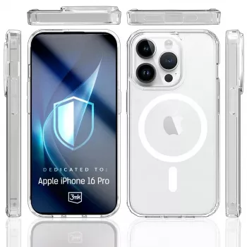 Mobilā telefona aizsargmaciņš 3MK Armor MagCase iPhone 16 Pro caurspīdīgs, 16 cm (6.3 collu) ekrānam, PC+TPU