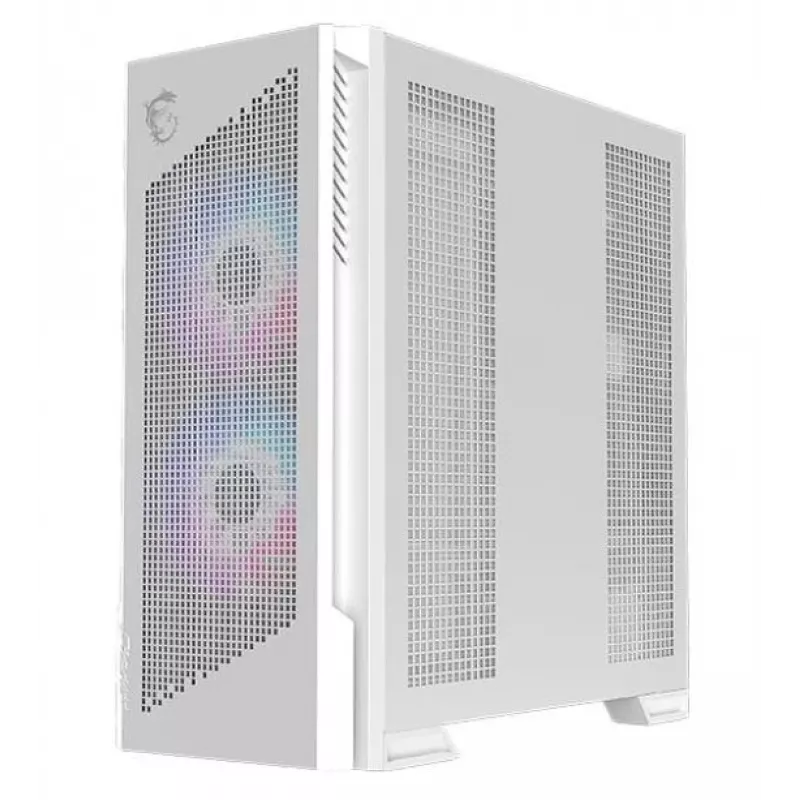 PC korpuss MSI MPG VELOX 300R AIRFLOW PZ Midi Tower Balts — ATX/EATX/MicroATX/Mini-ITX, 1×3.5 collu, 4×2.5 collu, 2×USB 3.2 Gen1, sānu logs
