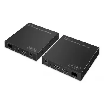 DIGITUS HDMI optiskās šķiedras pagarinātāju komplekts - 4K/60Hz, 40 km/300m, melns