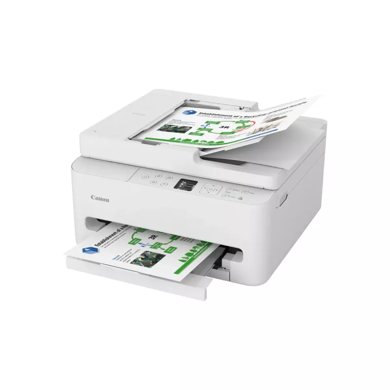 Daudzfunkciju tintes printeris Canon PIXMA TS7550i — A4, 1200×1200 DPI, Wi‑Fi, krāsu skenēšana/kopēšana, abpusējā druka (Balts)